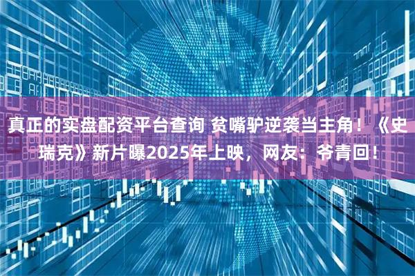 真正的实盘配资平台查询 贫嘴驴逆袭当主角！《史瑞克》新片曝2025年上映，网友：爷青回！